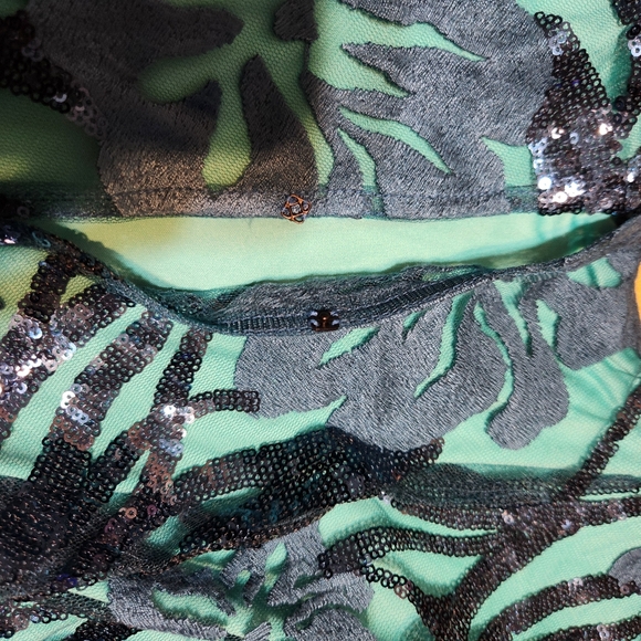 TADASHI SHOJI Elegant Peacock Blue/Green Sequin Dress - Picture 8 of 17